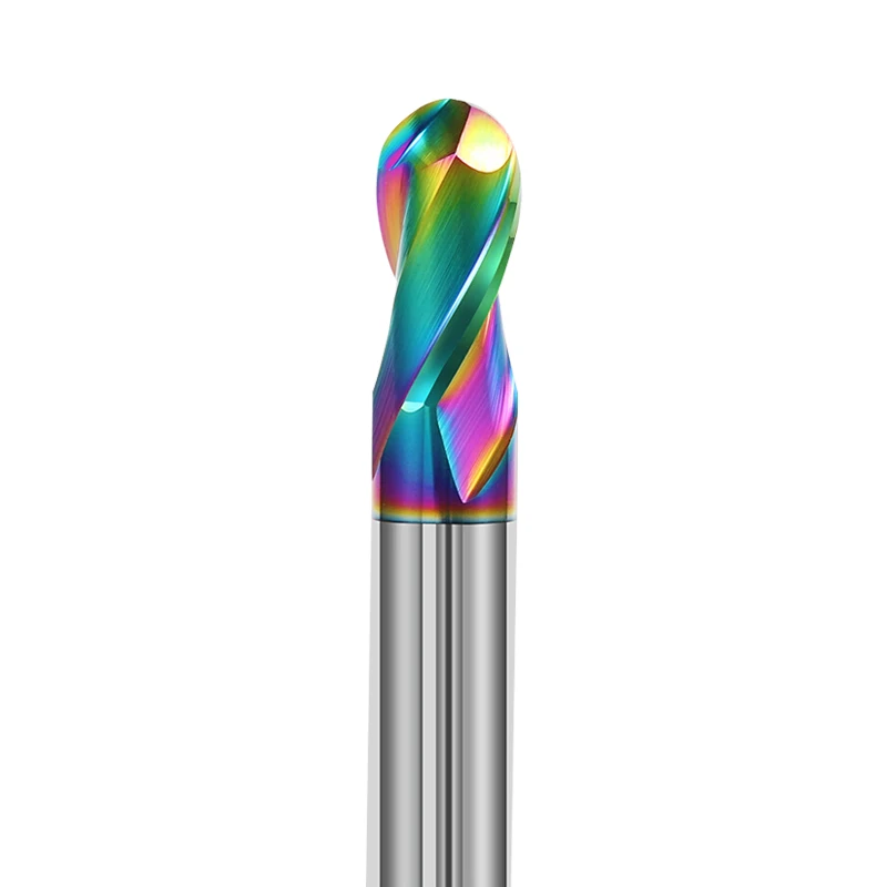Hrc55 colorido alumínio bola nariz fresa 2 flautas 50 60 75 100 150mm fresa de aço tungstênio cnc máquinas-ferramentas - Image 6