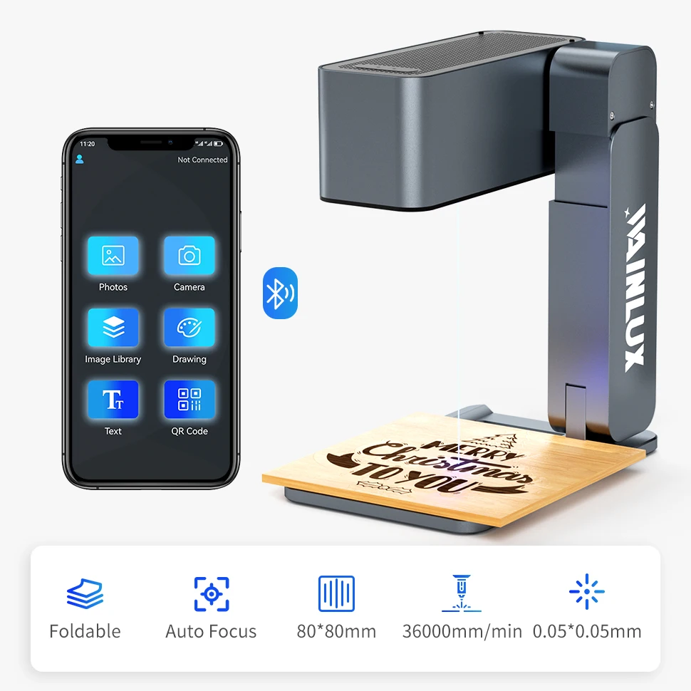 Walinux z3 cortador de gravador a laser impressora alta precisão 60w máquina gravura dobrável foco automático 600 mm/s para vidro acrílico - Image 2