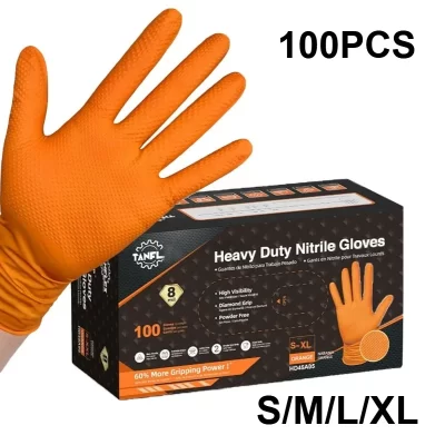 Luvas descartáveis resistentes do nitrilo de 2-100 pces 8mil luva mecânica extra grossa com aperto texturizado luvas de trabalho de segurança antiderrapante