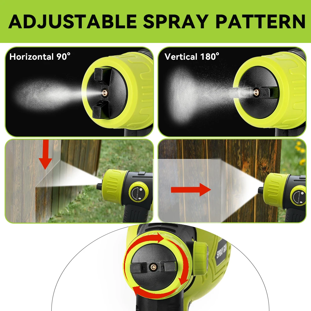 Pulverizador de tinta HVLP sem fio de 200 W para Ryobi 18 V ONE +, 4 bicos, 3 padrões, recipiente de 1000 ML, pistola de pulverização portátil (sem bateria) - Image 4