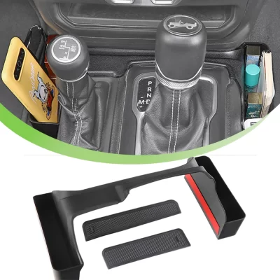 Plataforma de arrumação para jeep wrangler jl gladiador jt 2018-2023 4 portas caixa de armazenamento de mudança de engrenagem do carro organizador bandeja acessórios preto