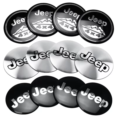 4 pçs 56mm/60mm/65mm centro da roda do carro hub adesivos tampa aro capa emblema para jeep grandcherokee renegado wrangler acessórios do carro