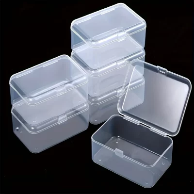 6pcs Clear Plastic Storage Boxes Transparent Organizer Containers for Home Office Kitchen Closet Small Items Organizers Storage
