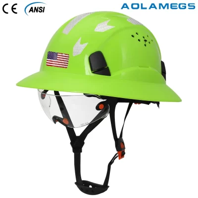 Capacete de segurança com adesivos reflexivos, óculos de construção, chapéu duro, protetor, trabalhando, tampa de resgate, proteção de cabeça
