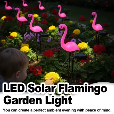 Flamingo luz solar quintal luzes de inundação movido a energia solar jardim automático ligar/desligar decorativo pátio passarela caminho ao ar livre rua