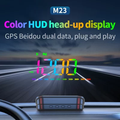 GPS Car Head Up Display KMH MPH Speedometer HUD with Compass Function Smart Car Accessories Colorful Ambient Lighting Car Gauge