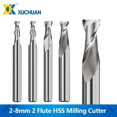 XUCHUAN HSS End Mill 2 Flute Straight Shank Milling Cutter 1-12mm Metal Cutter CNC Machine Cutting Tools for Woodworking