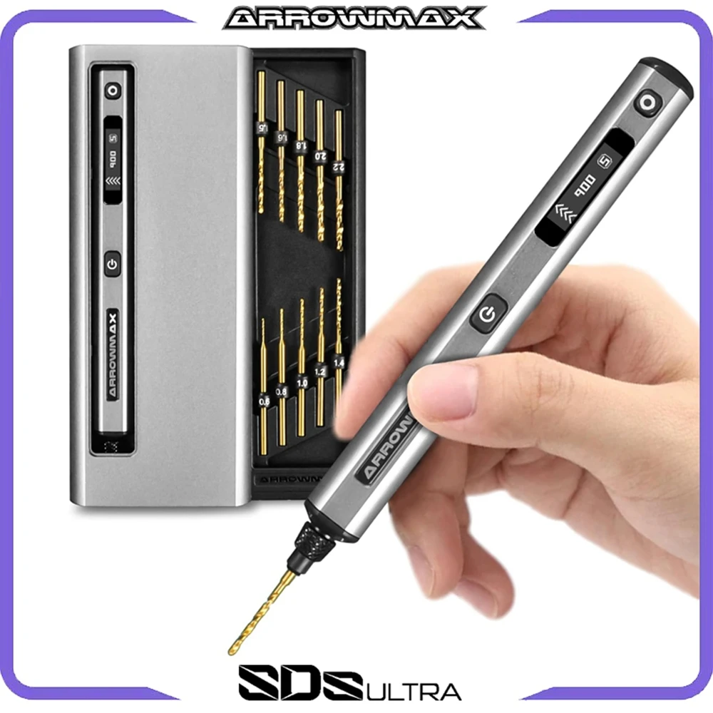 ARROWMAX Mini Furadeira Elétrica Ferramenta Rotativa Recarregável Furadeira Sem Fio para Artesanato Madeira Plástico Moeda de Alumínio Casa DIY SDS Ultra