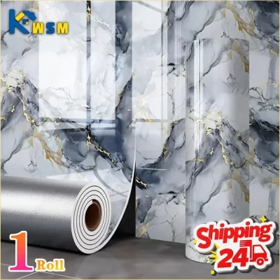 1 rolo de imitação de mármore auto-adesivo adesivo de parede grosso dourado luxo tv fundo papel de parede à prova de óleo decoração de casa