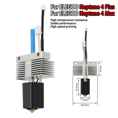 Kit hotend 20v 80w para elegoo netuno 4 plus/4 max impressora 3d kit hotend cerâmica haste de aquecimento extrusor cabeça impressora 3d cabeça impressão