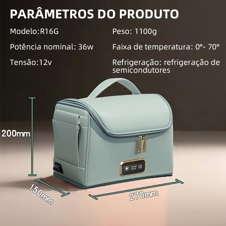 Yannice12V220V Mini Car Refrigerator Green Portable Car Cold& Heat Soft Bag Hand Carry Cosmetics Drug Cold Bag For Home Car Use - Image 6