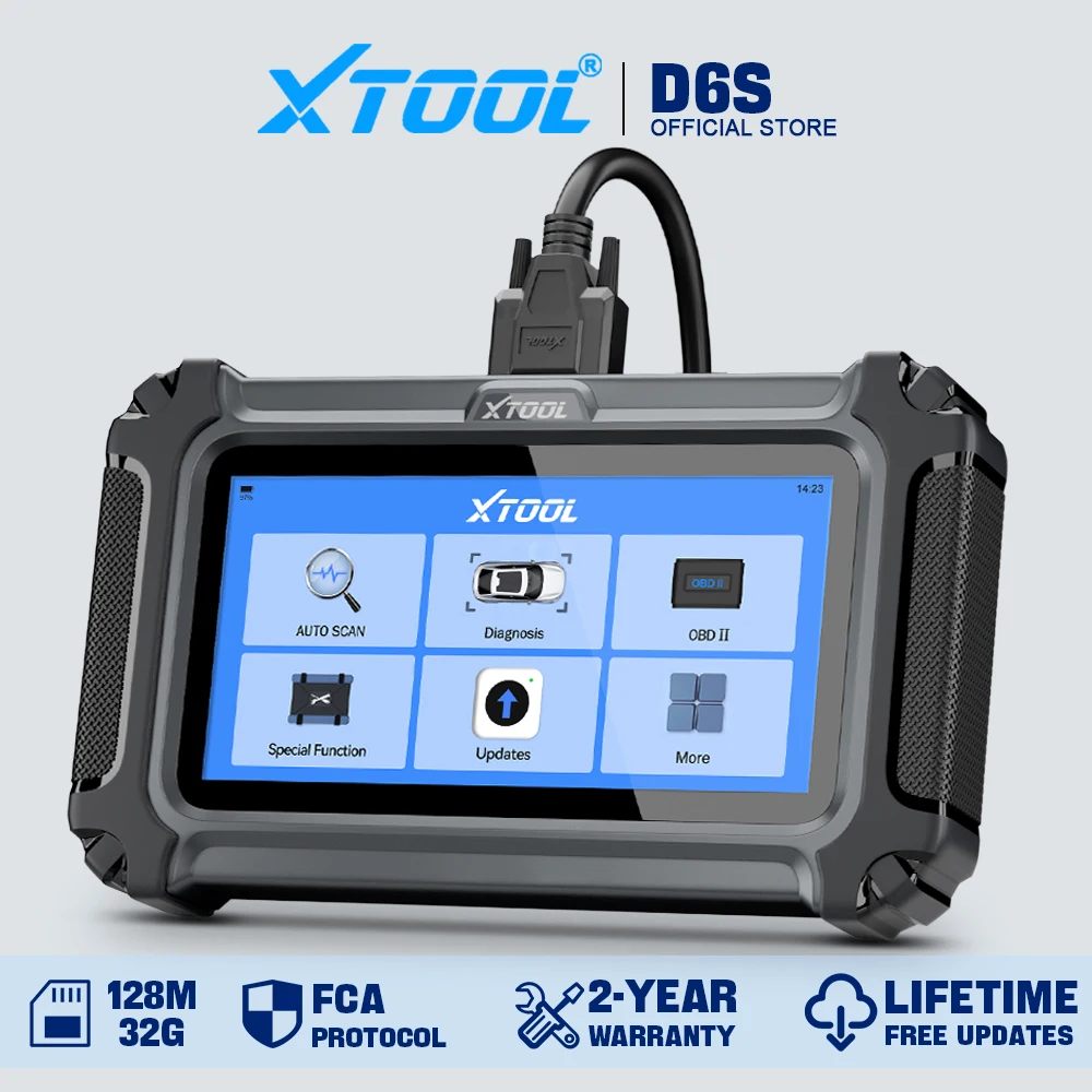 Ferramentas de diagnóstico de carro xtool d6s, todos os sistemas, scanner automotivo para todos os carros, mais de 30 serviços, atualização gratuita vitalícia, canfd fca embutido