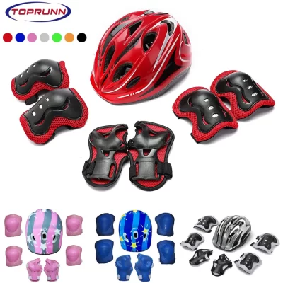 Capacete de bicicleta infantil, joelheiras, cotovelo, capacete de criança com conjunto de equipamentos de proteção, para ciclismo, skate, scooter, patinação