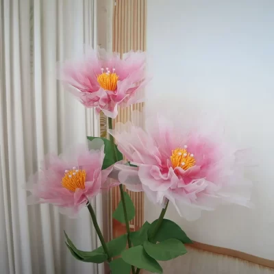 Moda 50cm artificial realista peônia seda grande flor cabeça decoração de festa em casa em camadas pétalas fofas flores falsas