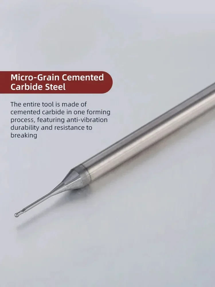 SLUGB Micro Ball End Mill Long Neck Alumínio Cobre Pequeno Fresa de Metal Duro CNC Ferramenta de Usinagem Profunda R0.1-R0.45 - Image 6