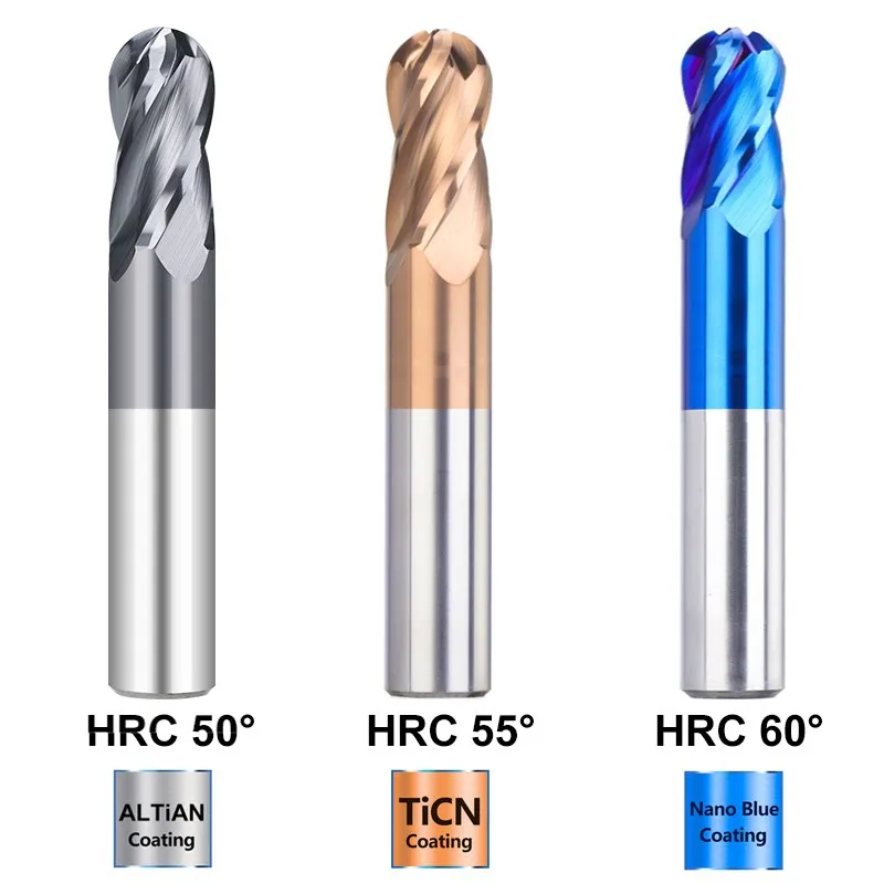 XCAN Milling Cutter 4 Flute Ball Nose Carbide End Mill CNC Milling Tool Spiral Router Bit for Metal Copper Steel R1.0-R8.0 - Image 4