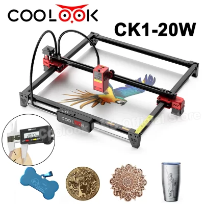 Coolook CK1-20 20w gravador a laser 160w aço inoxidável diy gravura metal máquina de gravação a laser ferramenta corte para madeira acrílico