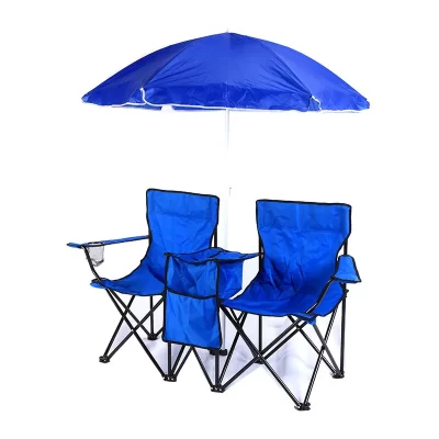 Outdoor Leisure Beach Chair Portable Camping Chair Folding Sunshade Ice Pack Double