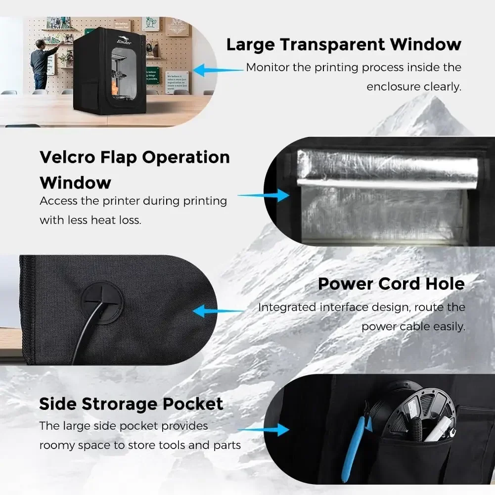 Creality oficial ender gabinete atualização temperatura constante à prova de fogo à prova de poeira capa protetora da impressora 3d para Ender-3/3 v2 - Image 5