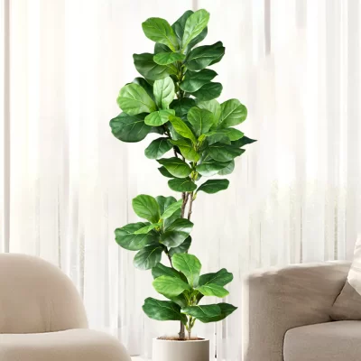 70-135cm grande árvore artificial ficus falso plantas de borracha ramo folhas de violino de plástico para casa jardim interior decoração ao ar livre