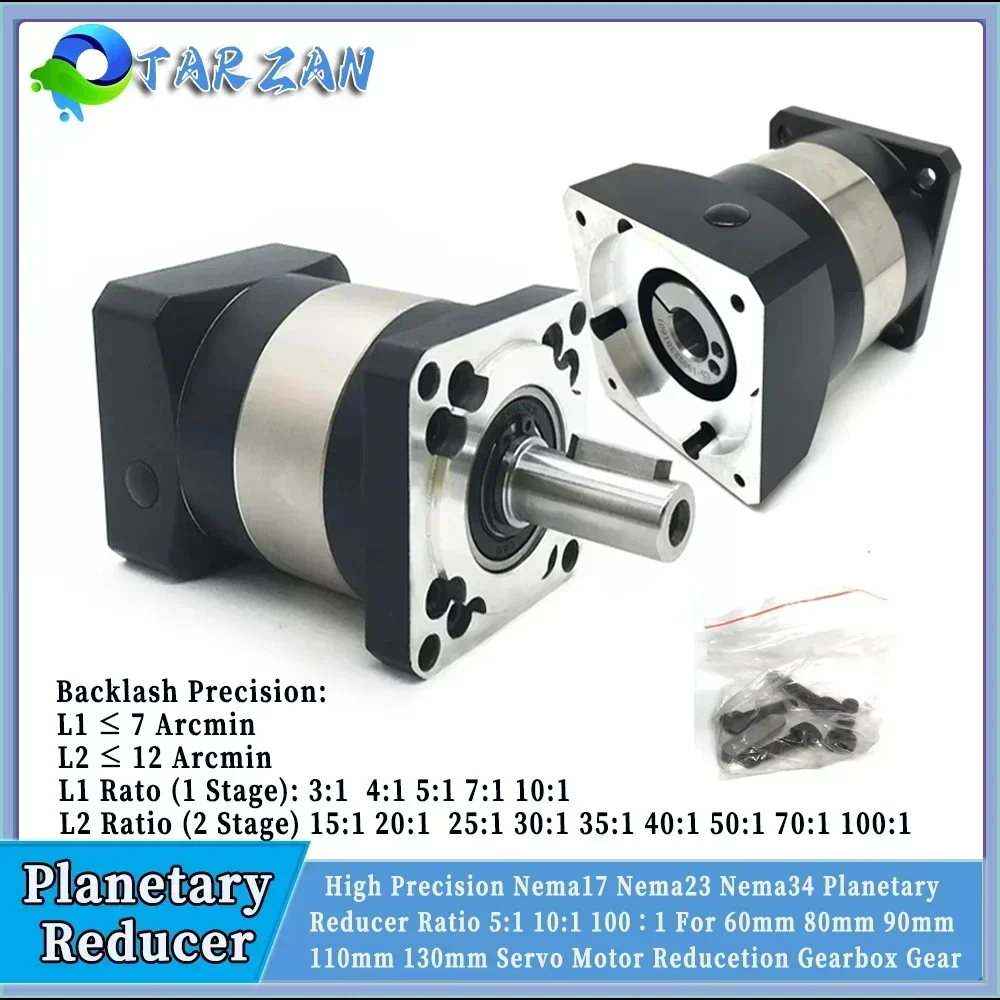 Nema17 Nema23 Nema34 Planetary Reducer Ratio 5:1 10:1 For 60mm 80mm 90mm 110mm Servo Motor Reducetion High Precision Gearbox