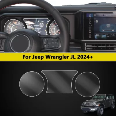 Filme potencial do painel do instrumento de controle central do carro para jeep wrangler jl 2024 tpu macio nano filme acessórios interiores