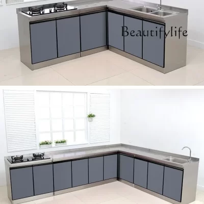 Jb estilo francês armário de cozinha de aço inoxidável fogão armário integrado combinação armário de armazenamento doméstico geral