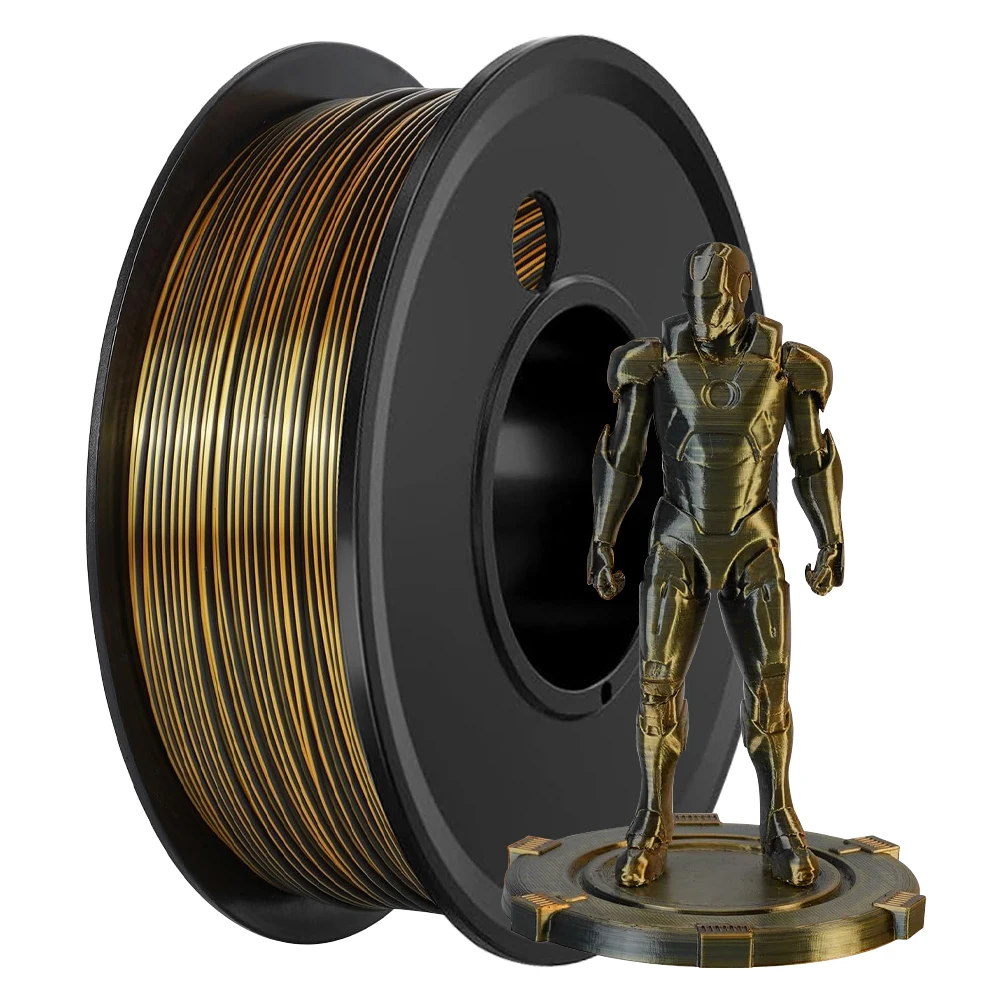 1kg Dual Colour 3D Printing Filament silk PLA BLACK GOLD 1.75MM PLA gold black Silk 2 Colours FOR 3D Printing Material 250g 500g - Image 3