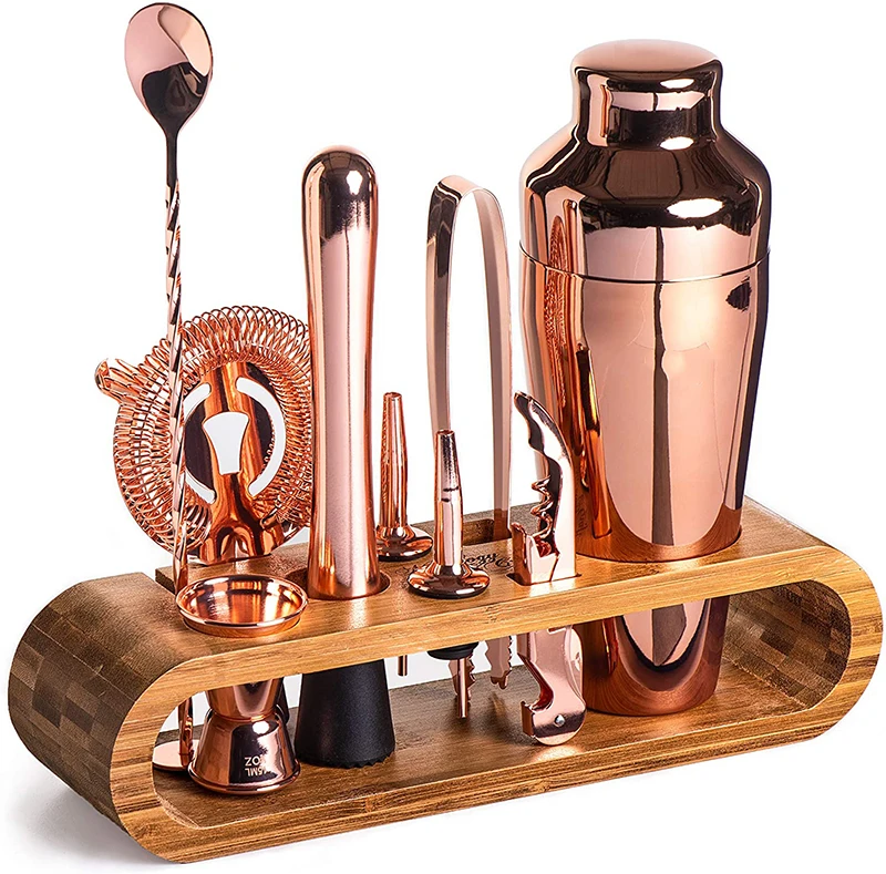 Cocktail Mixology Bartender Kit com elegante Bamboo Stand, Bar Tool Set, 10 pcs - Image 4