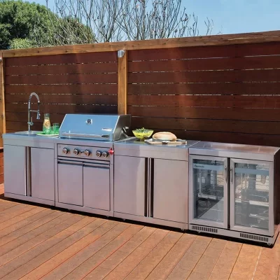 Cozinha exterior personalizada para churrasco ao ar livre em aço inoxidável do estado do jardim com grelha externa