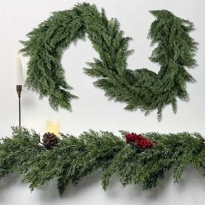 1 pçs guirlandas de pinho cedro de natal, guirlanda de cedro artificial, manto, parede, interior, decorações de natal ao ar livre