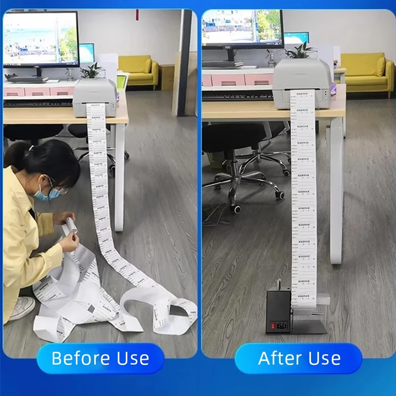 Rebobinador automático de etiquetas, 100mm, papel de código de barras autoadesivo, máquina de rebobinamento bidirecional, máquina de reciclagem de etiquetas - Image 3