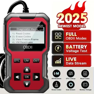 Leitor de código de scanner Ferramenta de diagnóstico de carro Leitor de código de falhas de motor para fechamento Cel, com dados em tempo real/encadernação de congelamento/preparação I/M para todos os carros com protocolo Obdii - Compatível com 2025 modelos mais recentes