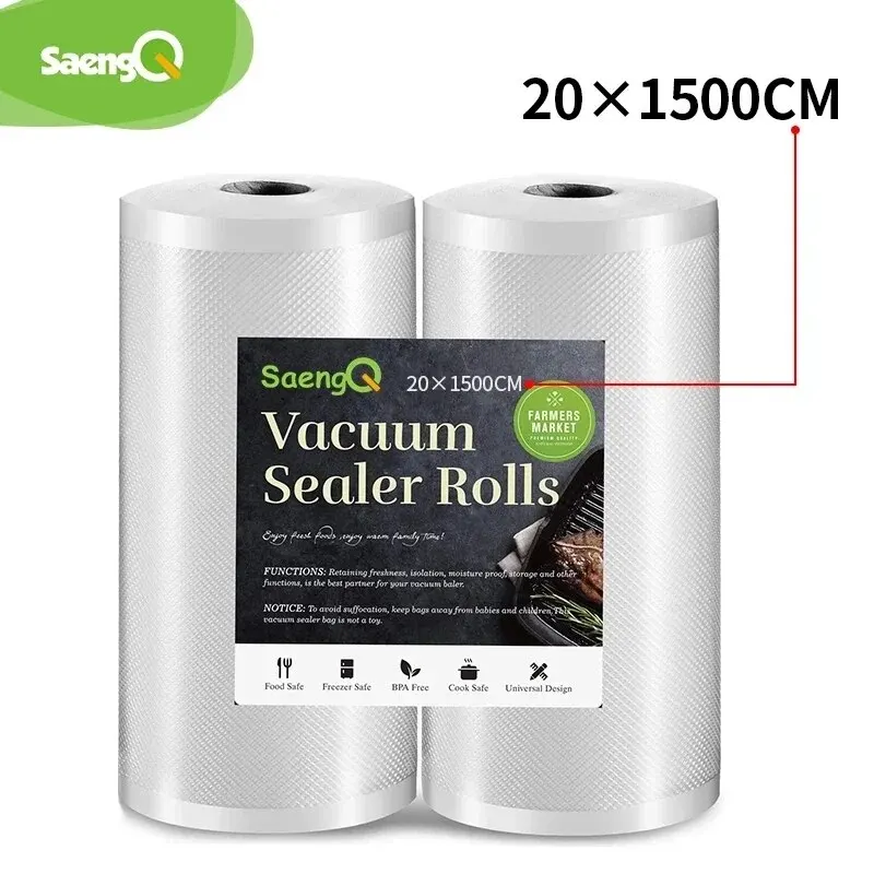 Saengq cozinha alimentos aferidor do vácuo saco sous vide sacos de armazenamento para embalagem a vácuo 12/15/20/25/30cm * 1500cm/rolo