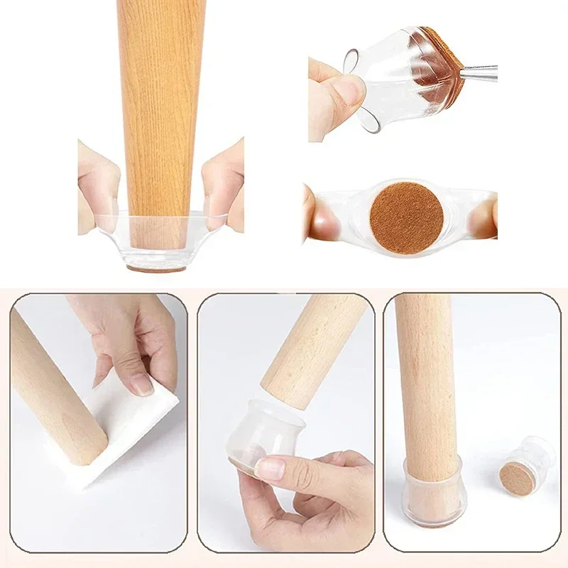 Silicone Cadeira Leg Caps, Pés Protetores Pads, Tampas De Mesa Para Móveis, Plugs De Meias, Pés De Nivelamento, Home Decor, 24 Pcs, 4 Pcs - Image 5