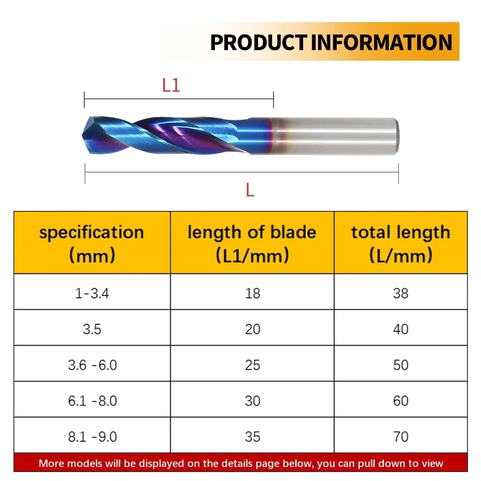LOCO HRC65 ° Brocas de carboneto de tungstênio, brocas de metal para metalurgia dura, torno cnc, ferramenta de perfuração de aço 0.5-20.0mm - Image 2