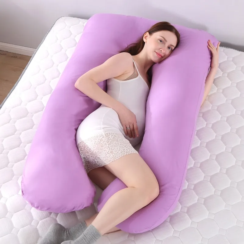 Almofada de corpo longo para gestantes, quatro estações, cor sólida universal, almofada em forma de U, suporte de cintura, amamentando, mãe - Image 5