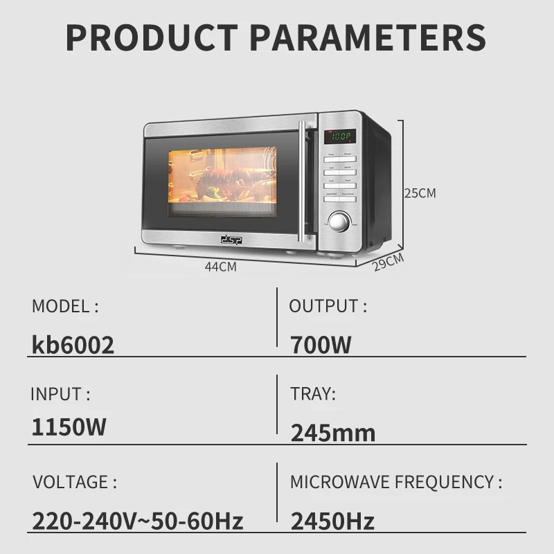 Electric Forno LED Digital Panel Kitchen Fast Cooking Microwave Oven with LED Stainless Steel Display - Image 6