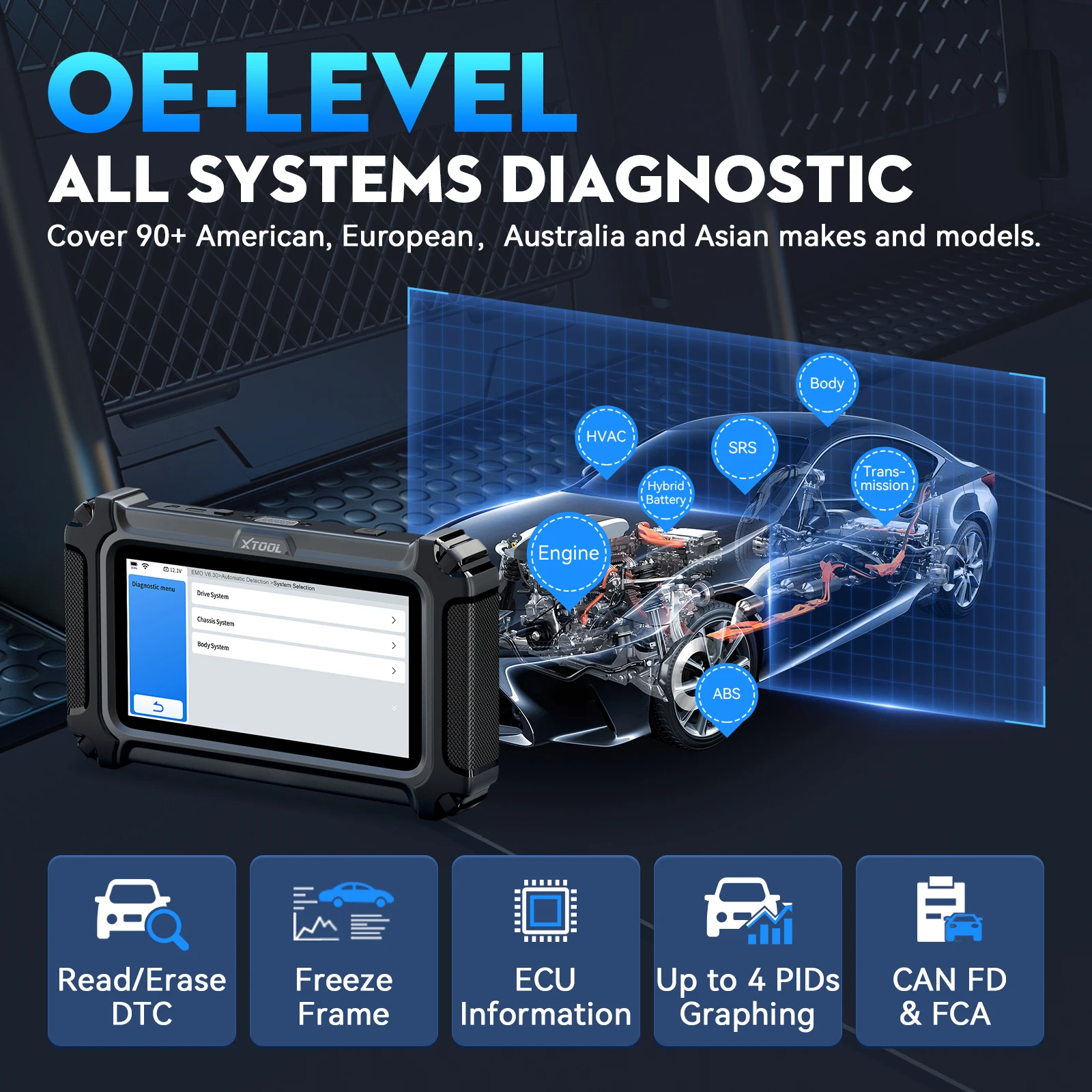 Ferramentas de diagnóstico de carro xtool d6s, todos os sistemas, scanner automotivo para todos os carros, mais de 30 serviços, atualização gratuita vitalícia, canfd fca embutido - Image 2