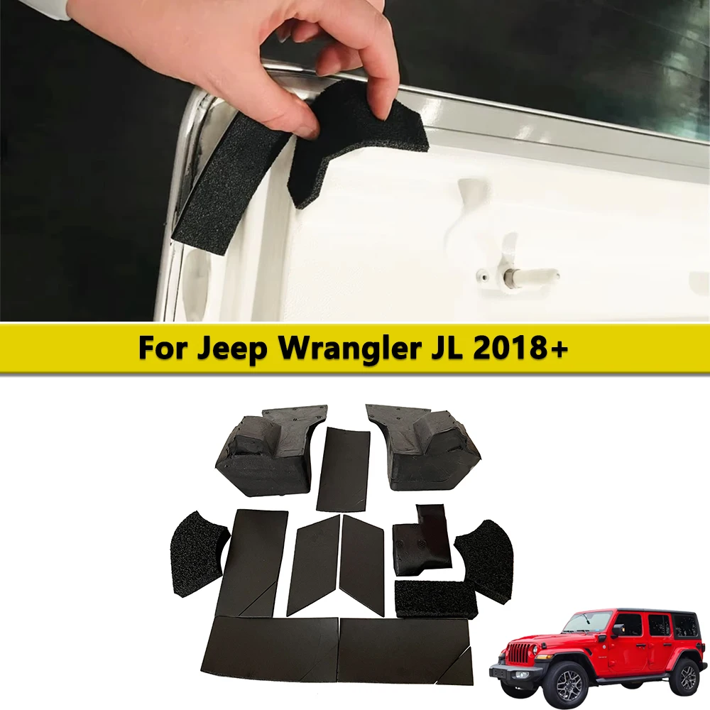 Kit de vedação superior dura para jeep wrangler jl 2018-2024, 12 peças, reparo de vazamento de chuva, acessórios interiores, preto