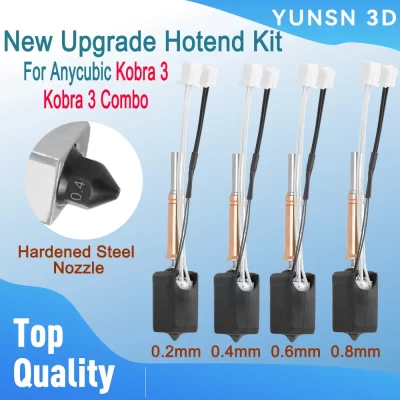 Para anycubic kobra 3 hotend kit atualizado extremidade quente 0.2 0.4 0.6 0.8mm bicos de aço endurecido peças de impressora 3d para kobra 3 combo