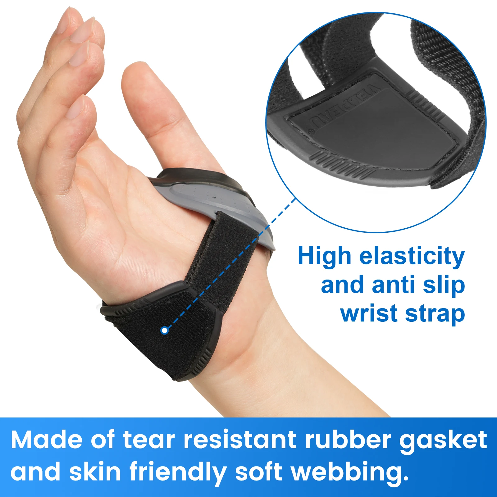 Cinta de polegar VELPEAU CMC para dor e suporte de artrite, com alta elasticidade e alça de pulso antiderrapante, tala de polegar confortável - Image 5