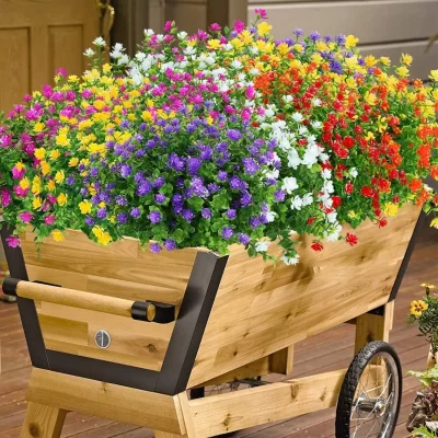 5 pçs flores artificiais para decoração ao ar livre primavera verão decoração resistente uv plástico vegetação arbustos casa decoração do jardim