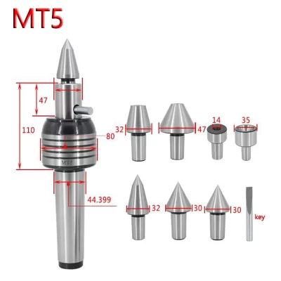 7Pcs Morse CNC Lathe Rotary Center Standard Double Head Live Center For MT5 MT4 MT3 MT2 MT1 Set Morse Turning Center Double Top