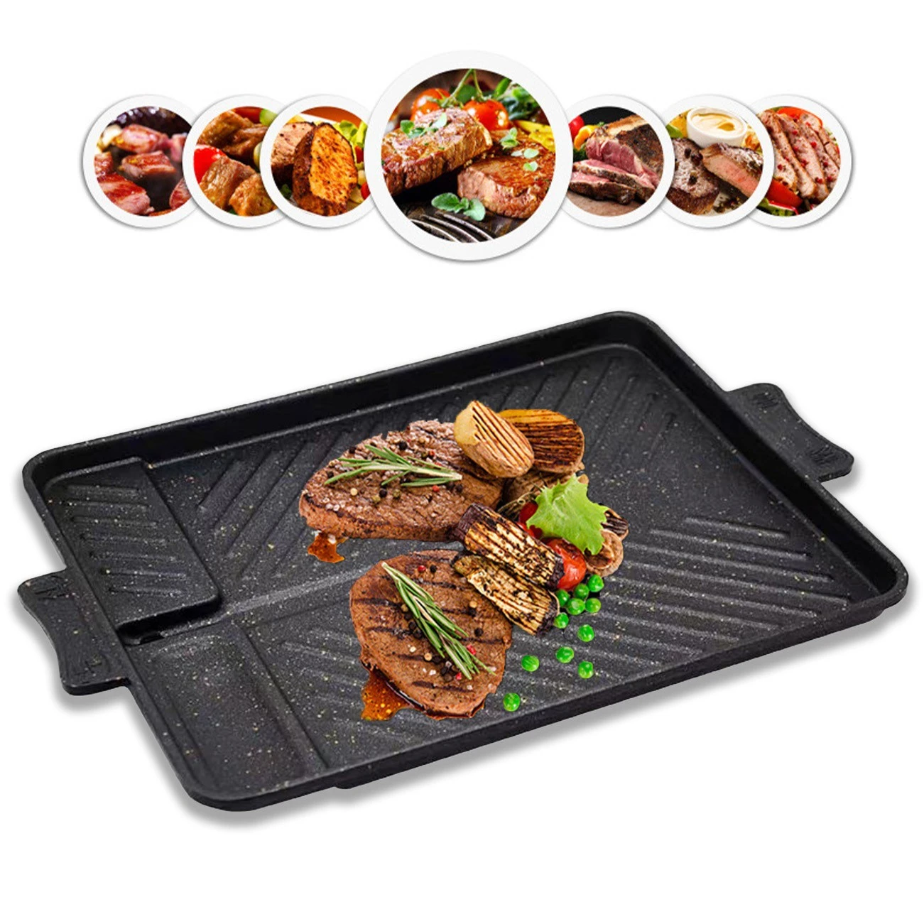 Kosun coreano grill pan churrasco guipan fundição de alumínio triplo flatbed almôndegas bife pote casa forno de papelão ao ar livre indoor