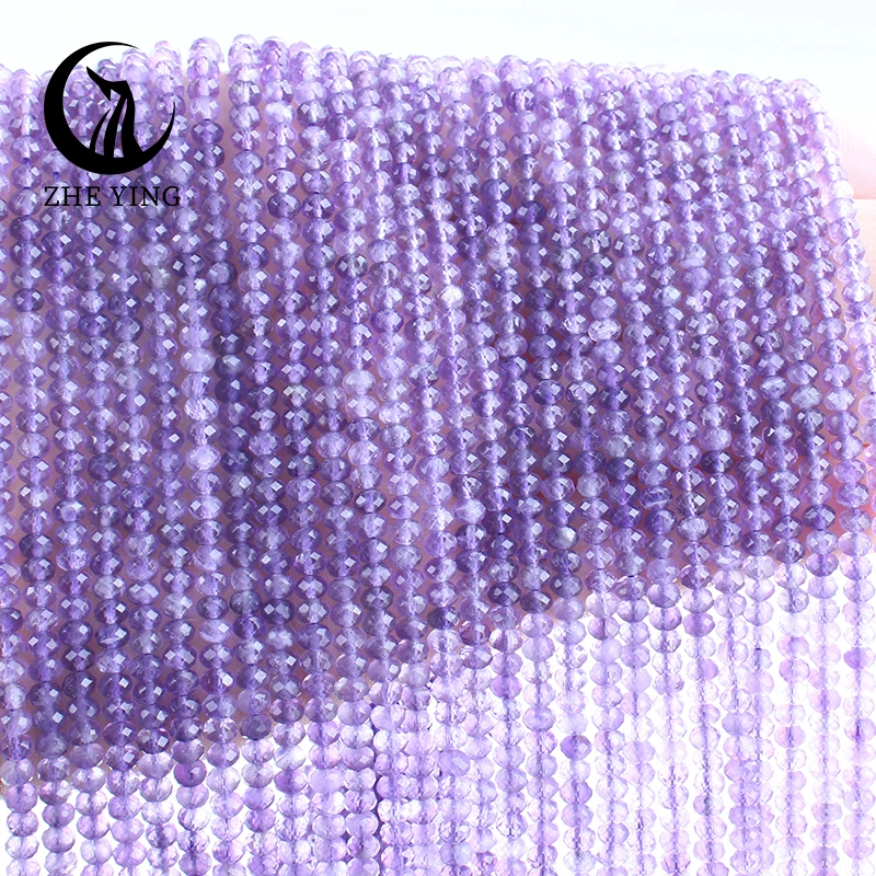 Novo 3x4mm pedra natural ametista rondelle contas facetadas topázio moonstone contas soltas para fazer jóias diy pulseira colar 15"