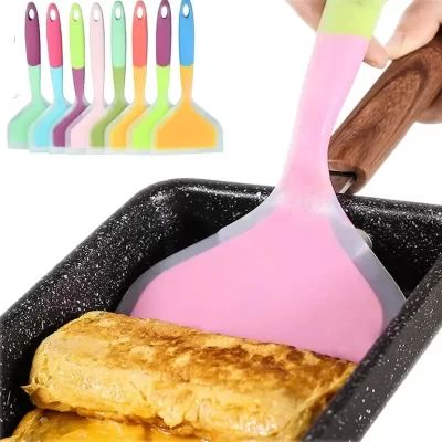 Espátula larga de silicone para cozinha, Utensílios de cozinha largos, Pá para ovo de carne bovina, Ferramentas Raspador De Pizza, 1PC, cor aleatória