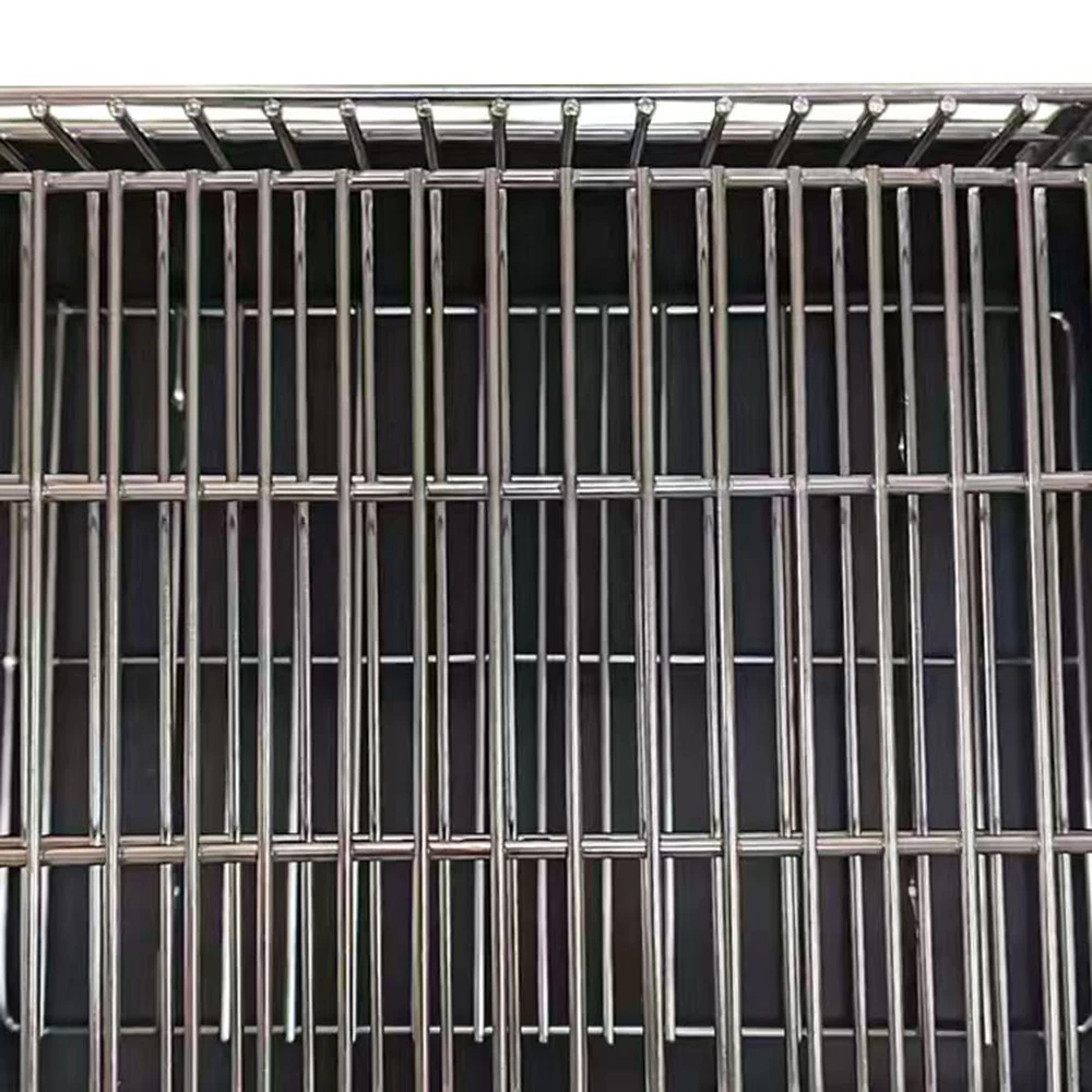 Grelha portátil para churrasco a carvão em aço inoxidável dobrável ao ar livre 360 ° Girando com Fumante de Cesta Giratória - Image 4