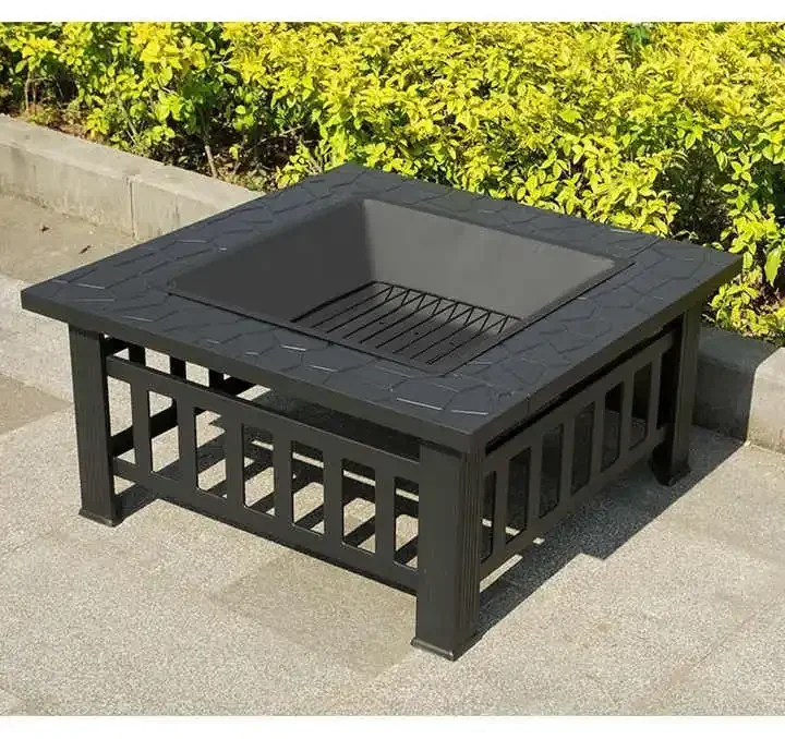 Mesa de churrasco multifuncional acampamento ao ar livre metal fogueira fogão a lenha ao ar livre fogueira churrasqueira mesa quadrada - Image 4