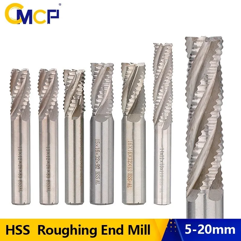 CMCP Roughing End Mill HSS Milling Cutter 4 Flute 5-20mm CNC Machine Tool Router Bit Metal Milling Tool HSS Cutter